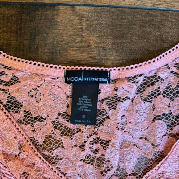 y2k pink sheer lace bell sleeve v neck top small - Picture 5 of 5